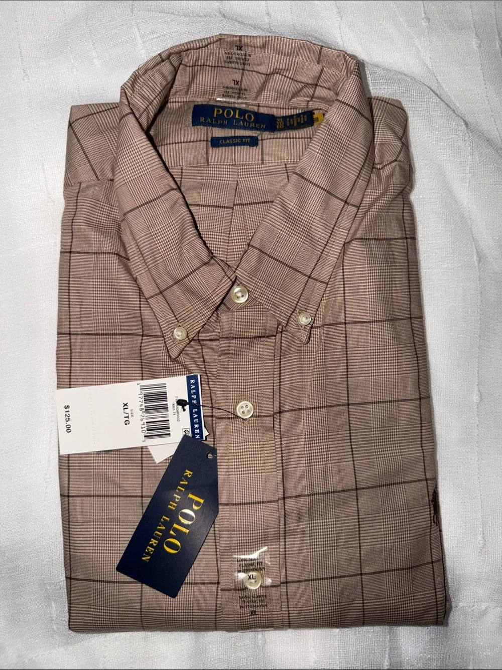 Polo by Ralph Lauren Men’s Tan Plaid Button-Down Shirt